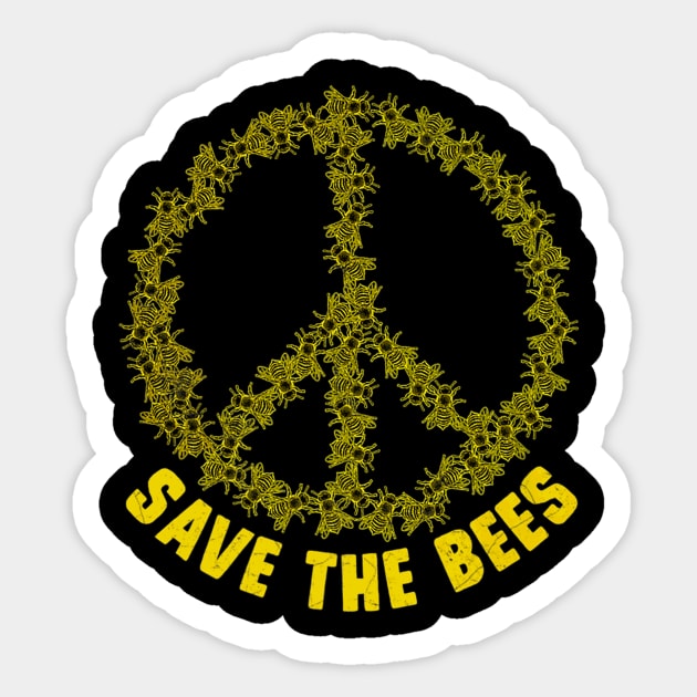 Save The Bees Peace Sign Honey Bee Sticker by Owl Is Studying